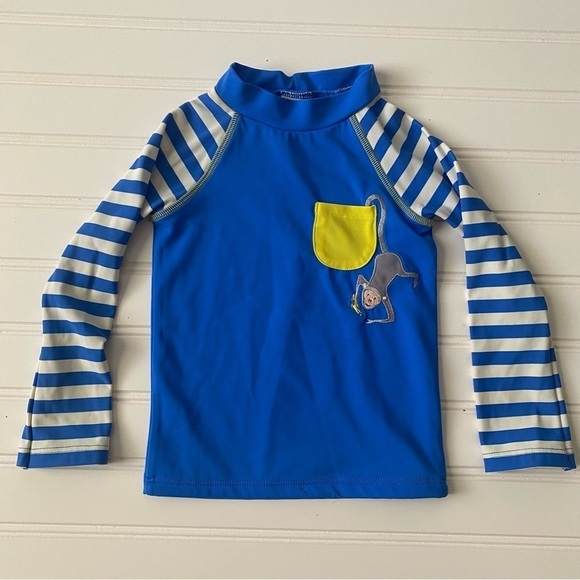 Baby Boden | Boy's Blue White Striped Rashguard Size 12-18 Months - Picture 1 of 5